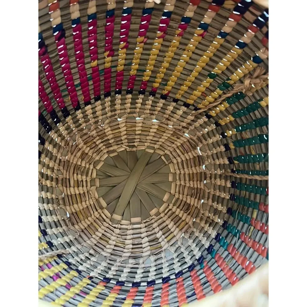 Handwoven Large Basket with Lid Double Handles